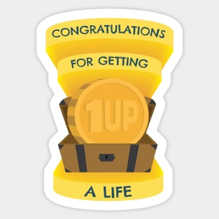 Congratulations for Getting a Life - Coin in Treasure Chest Sticker